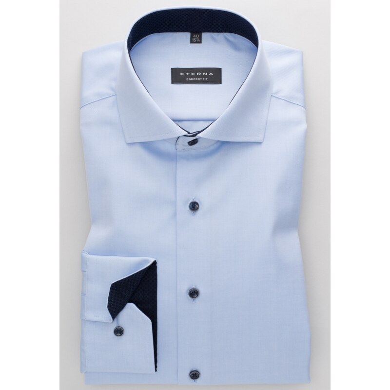 ETERNA Comfort Fit pánská košile modrá neprosvítající s tmavě modrým kontrastem Non iron