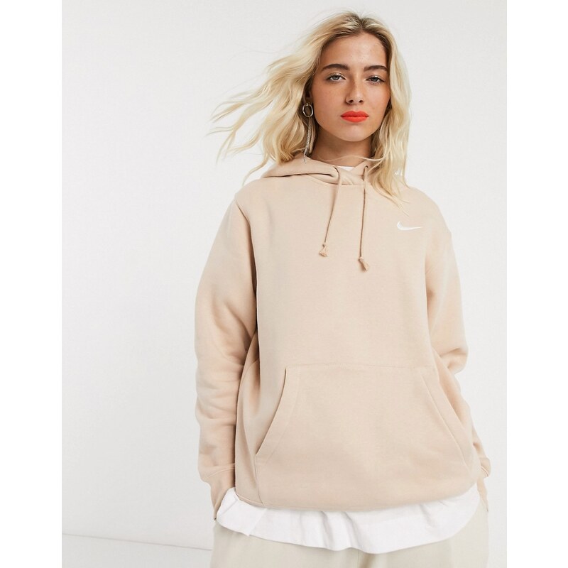 Nike mini Swoosh oversized light beige hoodie GLAMI.cz
