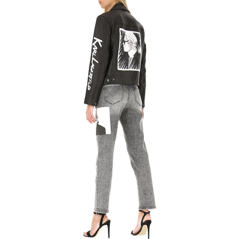Karl Lagerfeld Kožená bunda pro ženy Ve výprodeji v Outletu, Černá, Kůže, 2024, 40 M