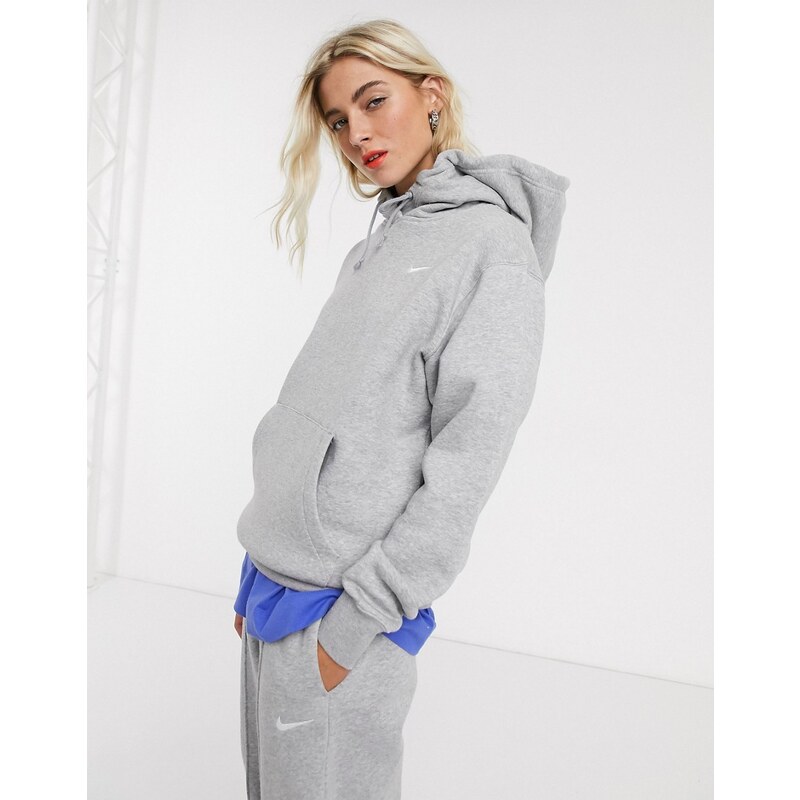 Nike mini swoosh oversized grey hoodie new arrivals