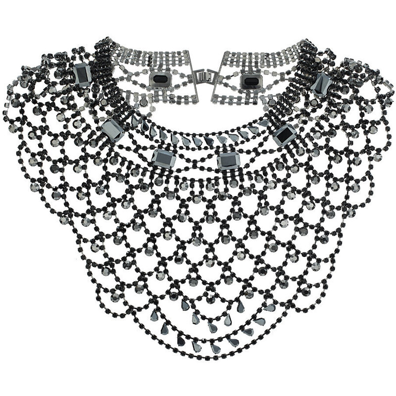 Topshop Premium Hematite Rhinestone Collar