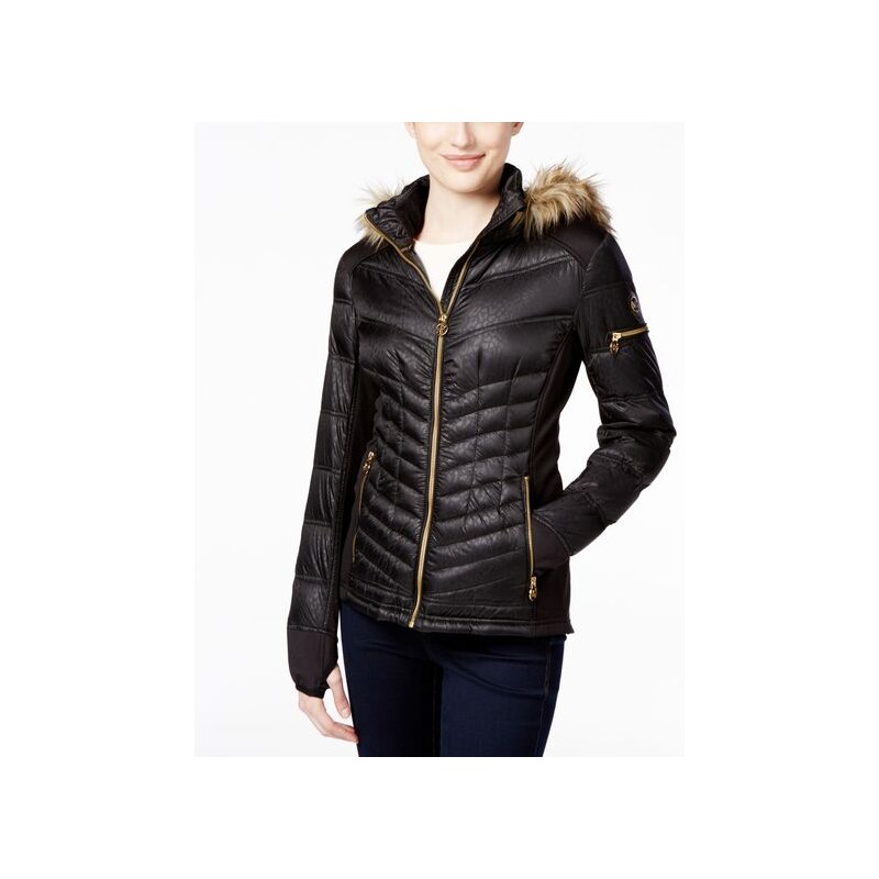 Michael kors mixed media hooded puffer coat cheap