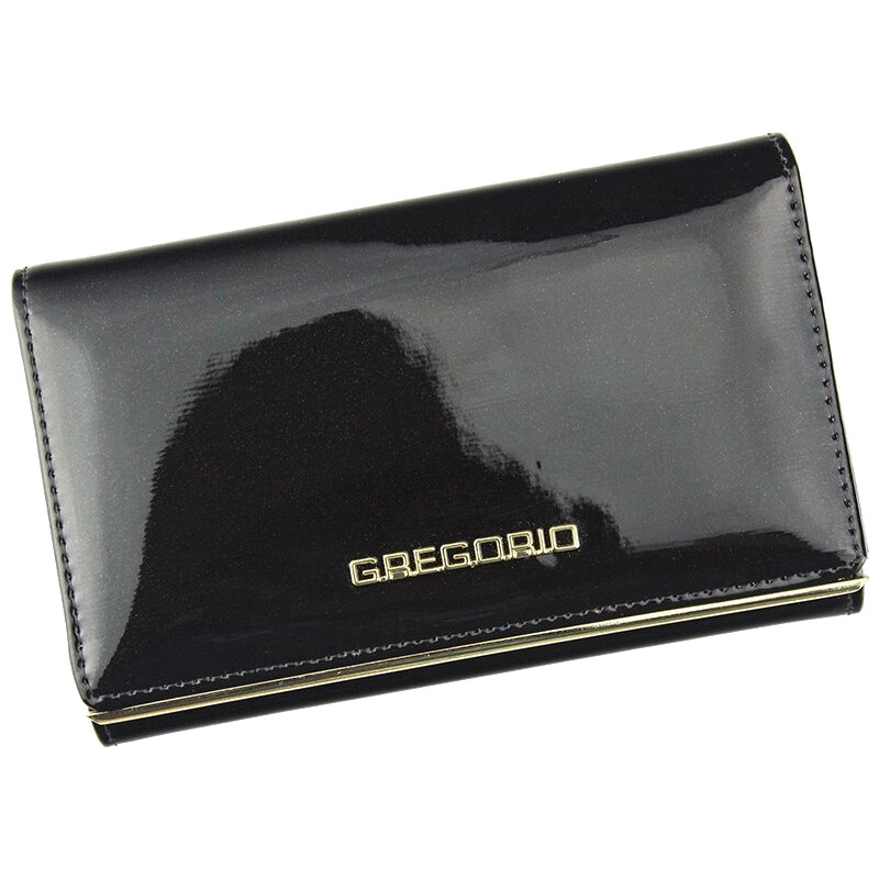 Barebag Gregorio tmavě hnědá lakovaná dámská kožená peněženka v dárkové krabičce