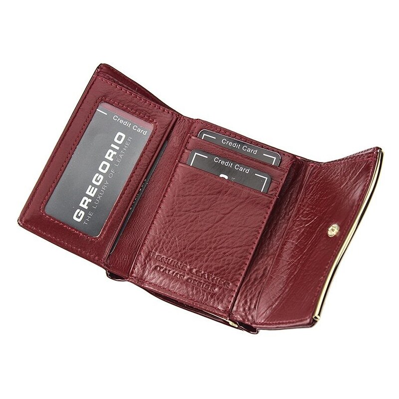 Gregorio červená lakovaná malá dámská kožená peněženka v dárkové krabičce ZLF-117