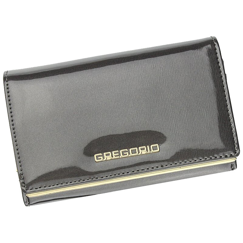 Gregorio šedá lakovaná dámská kožená peněženka v dárkové krabičce