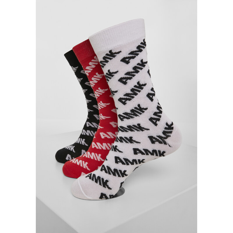 MT Accessoires AMK Allover Socks 3-Pack černá/červená/bílá