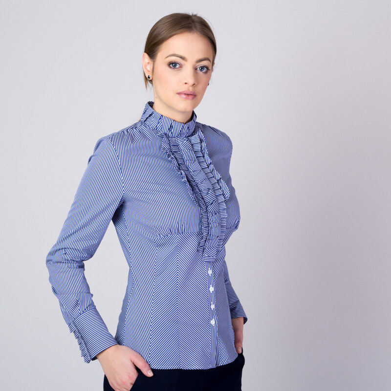 Willsoor Dámská košile s tmavě modro-bílým pruhovaným vzorem 11256