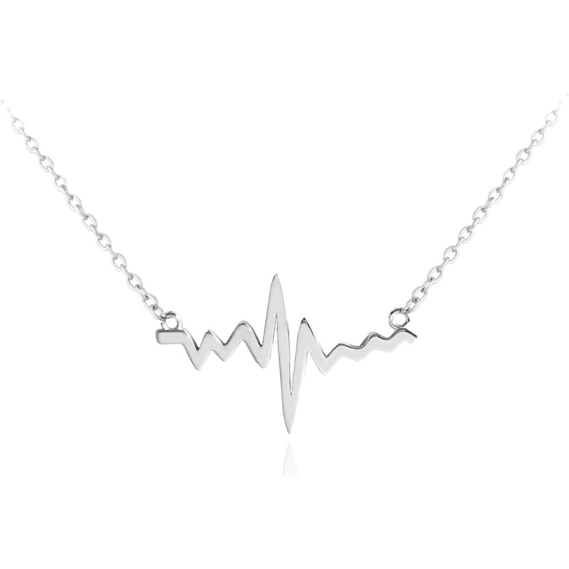 MINET Stříbrný náhrdelník z lásky HEARTBEAT JMAN0152SN45