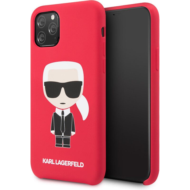 Ochranný kryt na iPhone 11 - Karl Lagerfeld, Iconic Silicone Red - GLAMI.cz