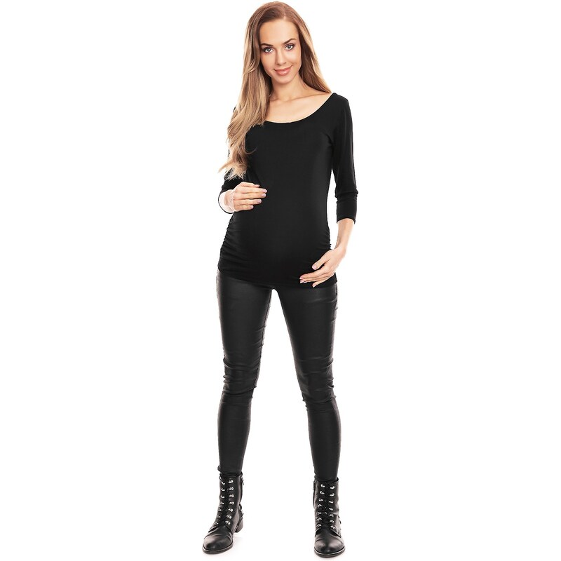 MladaModa Těhotenská halenka s nařasením na bocích model 0142 černá