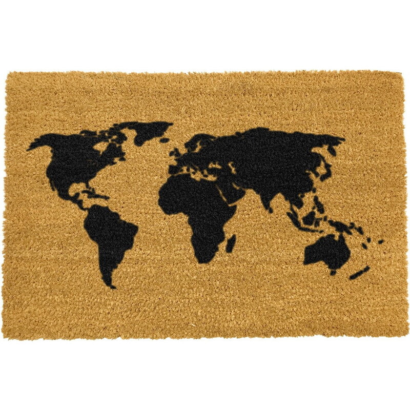 Bonami Rohožka z přírodního kokosového vlákna Artsy Doormats World Map, 40 x 60 cm
