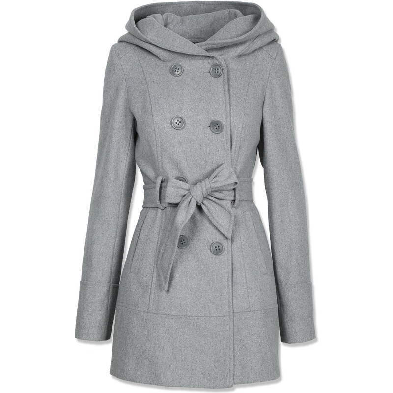 Tally Weijl Grey Wool Trench Coat with Hood