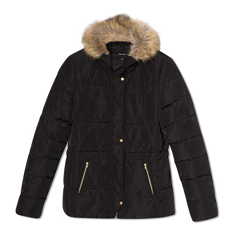 Tally Weijl Black Padded Parka Coat with Faux Fur