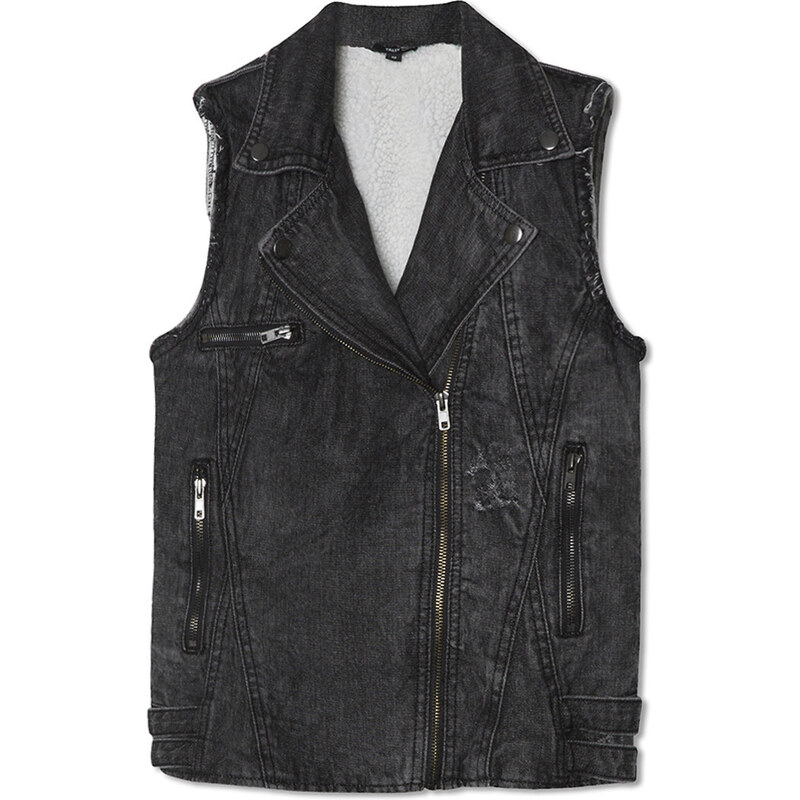 Tally Weijl Black Denim Jacket with Shearling