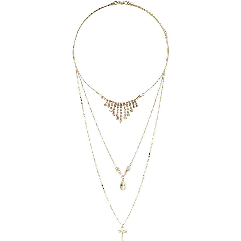Tally Weijl Gold Embellished Multi Row Necklace