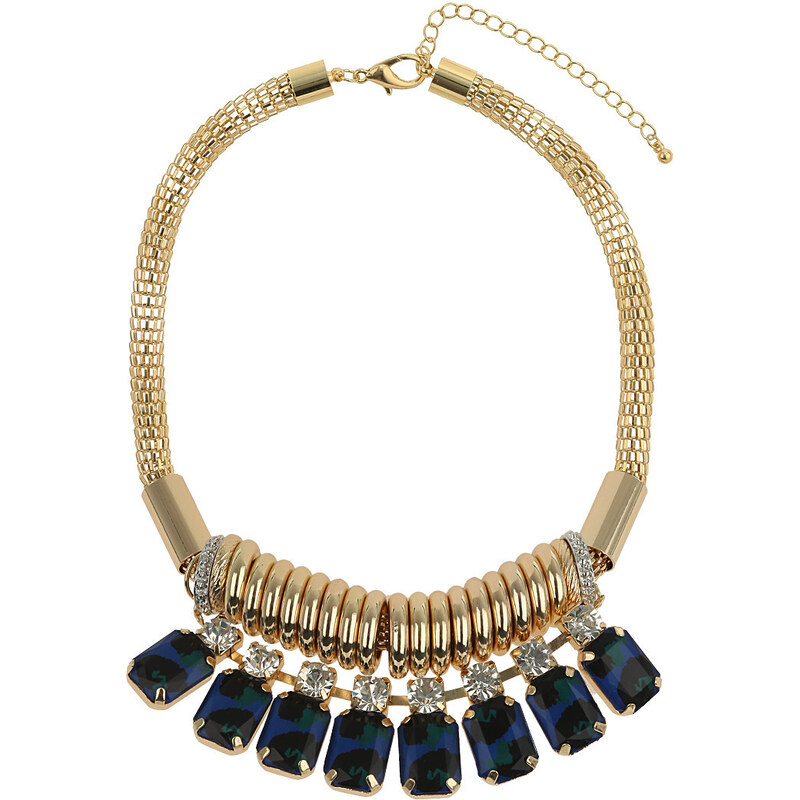 Tally Weijl Gold Chunky Necklace with Blue Stones
