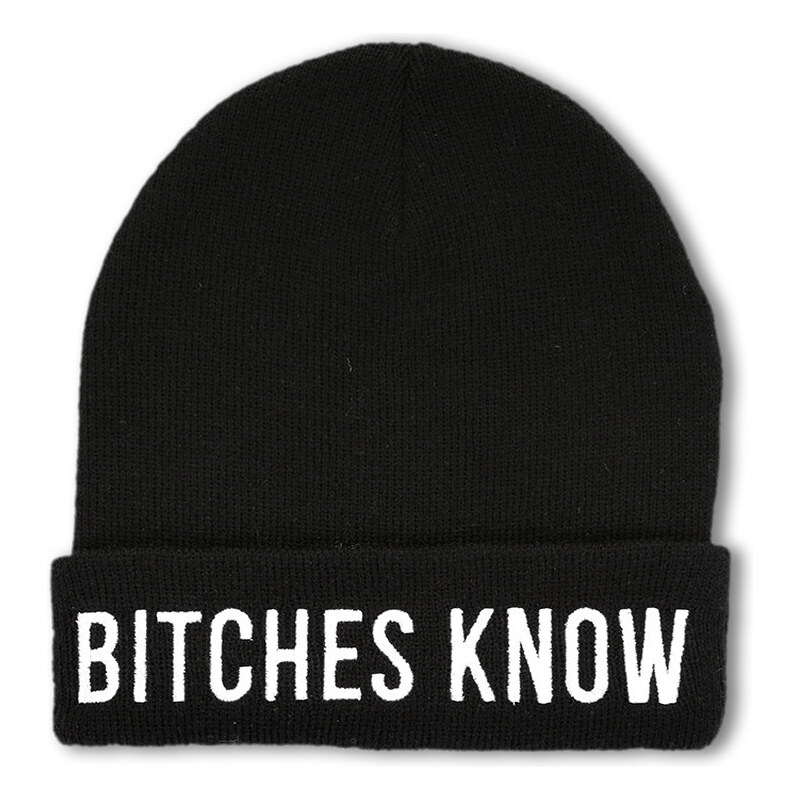 Tally Weijl Black "B*tches Know" Knitted Beanie
