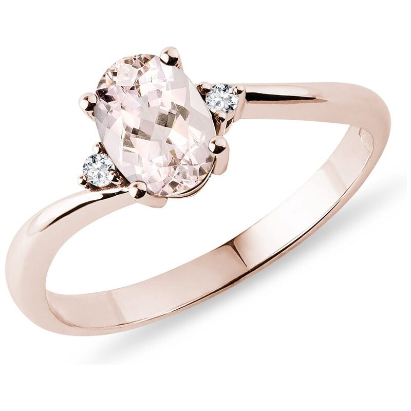 Morganitový prsten v růžovém zlatě s diamanty KLENOTA K0132024