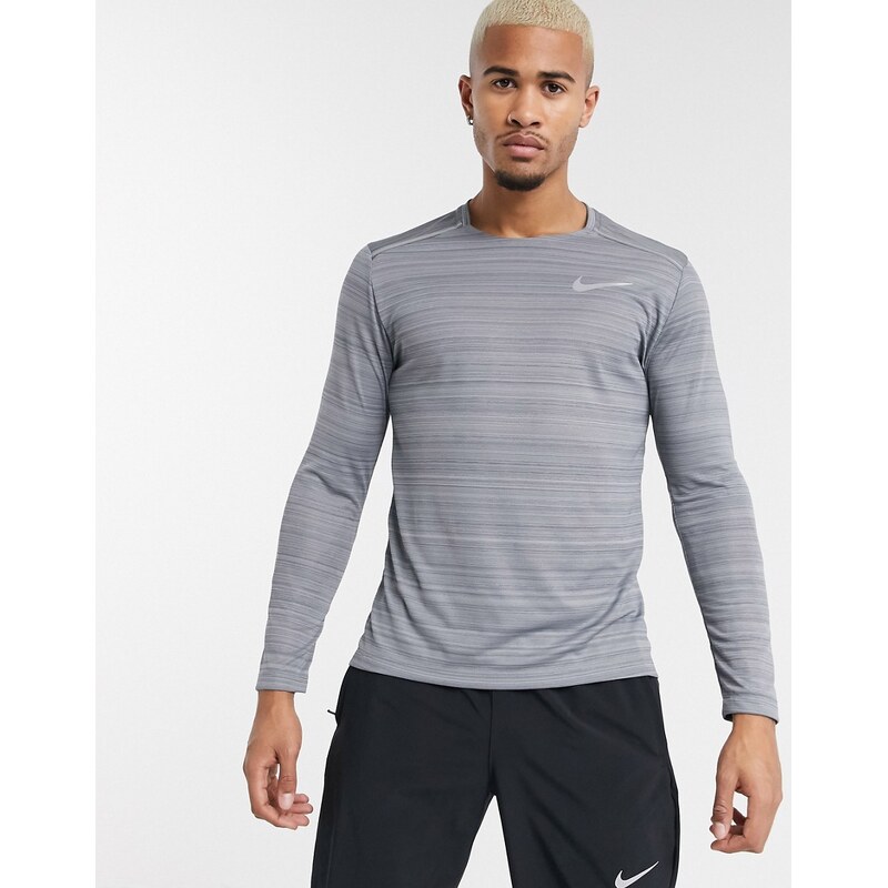 Nike Running Miler long sleeve top in grey