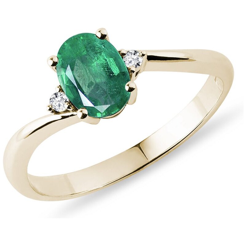 Zlatý prsten se smaragdem a brilianty KLENOTA K0132013