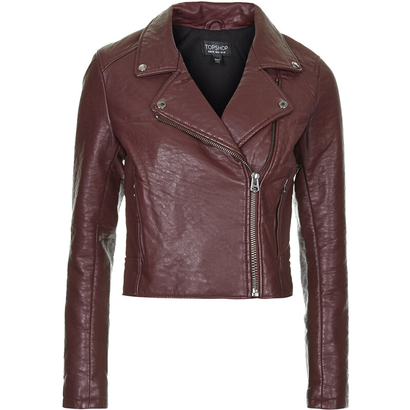 Topshop Textured Faux Leather Biker Jacket