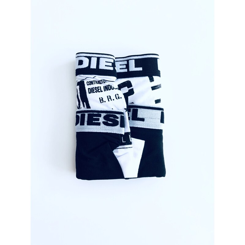 Diesel Diesel Cotton Black & White stylové chlapecké bavlněné boxerky 2ks - L / Černobílá / Diesel / Chlapecké