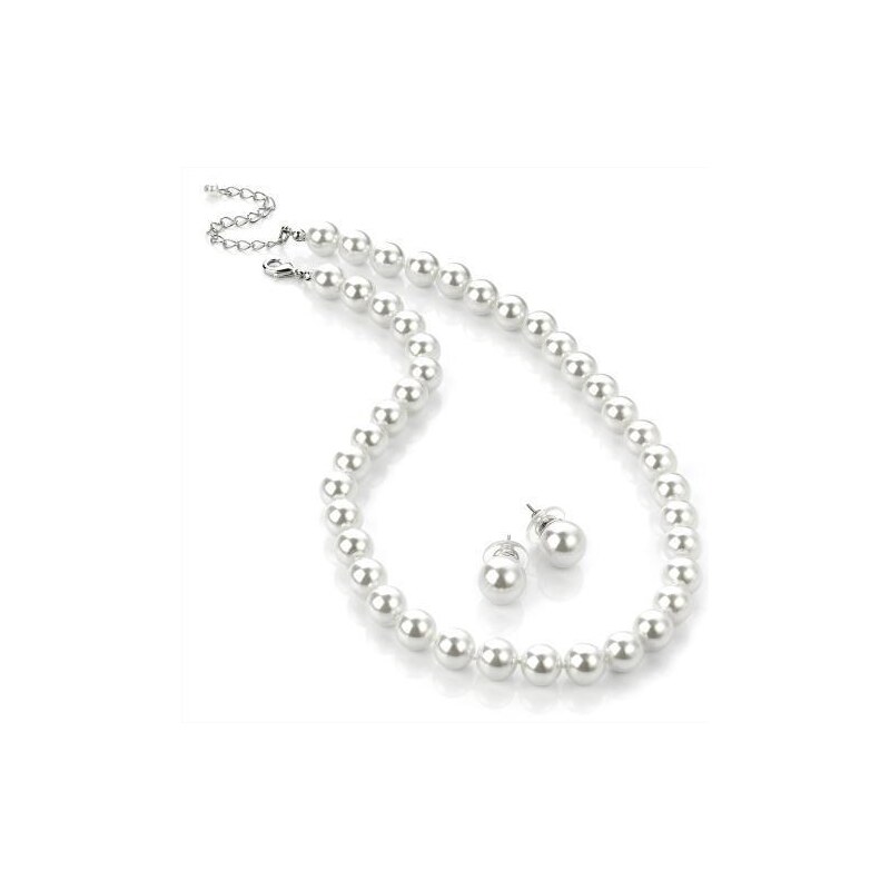 My Astre Souprava bižuterie Bílá perlová klasika 10 mm