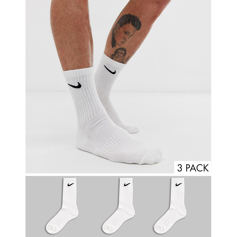Nike Training cotton cushion crew socks in white