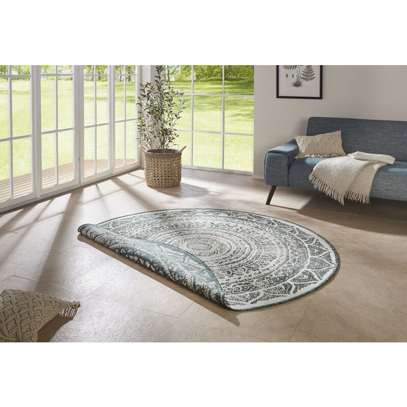 NORTHRUGS - Hanse Home koberce Kusový koberec Twin Supreme 104167 Siruma Green/Cream kruh – na ven i na doma - 140x140 (průměr) kruh cm