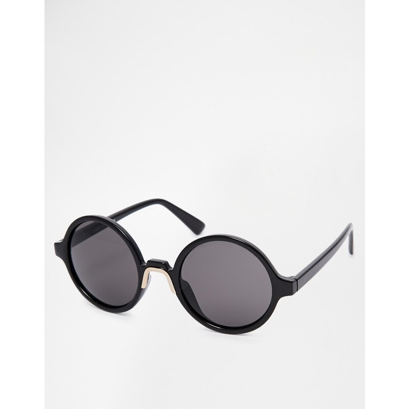 ASOS Round Sunglasses With Metal Nose Insert - Black