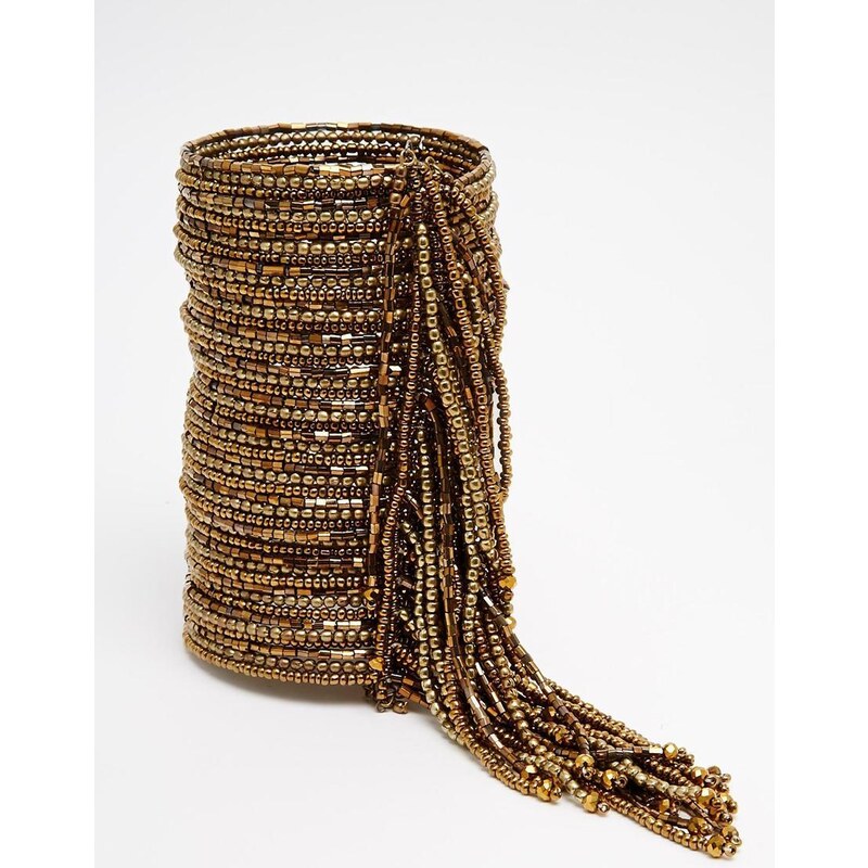 ASOS Bead Fringe Cuff Bracelet - Gold