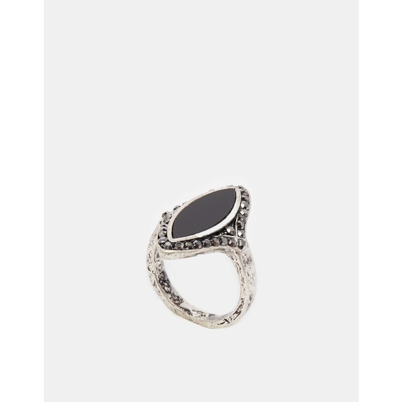 ASOS Diamond Shape Stones Ring - Black
