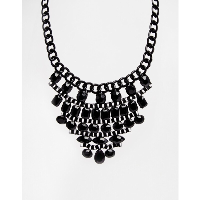 Paper Dolls Staggered Collar Necklace - Black