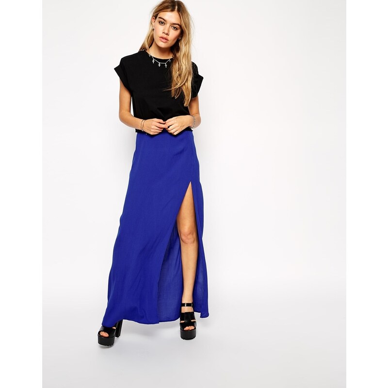 ASOS Maxi Skirt In Cheesecloth - Blue