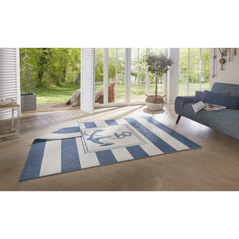 NORTHRUGS - Hanse Home koberce Kusový koberec Twin Supreme 104143 Blue/Cream – na ven i na doma - 200x290 cm