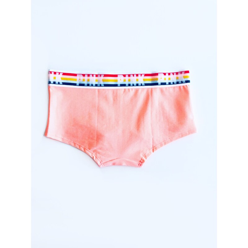 Victoria's Secret Victoria's Secret PINK Rainbow Logo Coral stylové bavlněné kalhotky Boyshort - S / Korálová / Victoria's Secret
