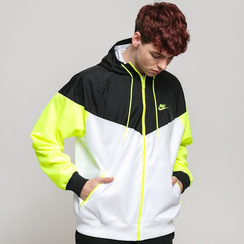 Nike M NSW HE WR Jacket HD bílá / černá / neon zelená - GLAMI.cz