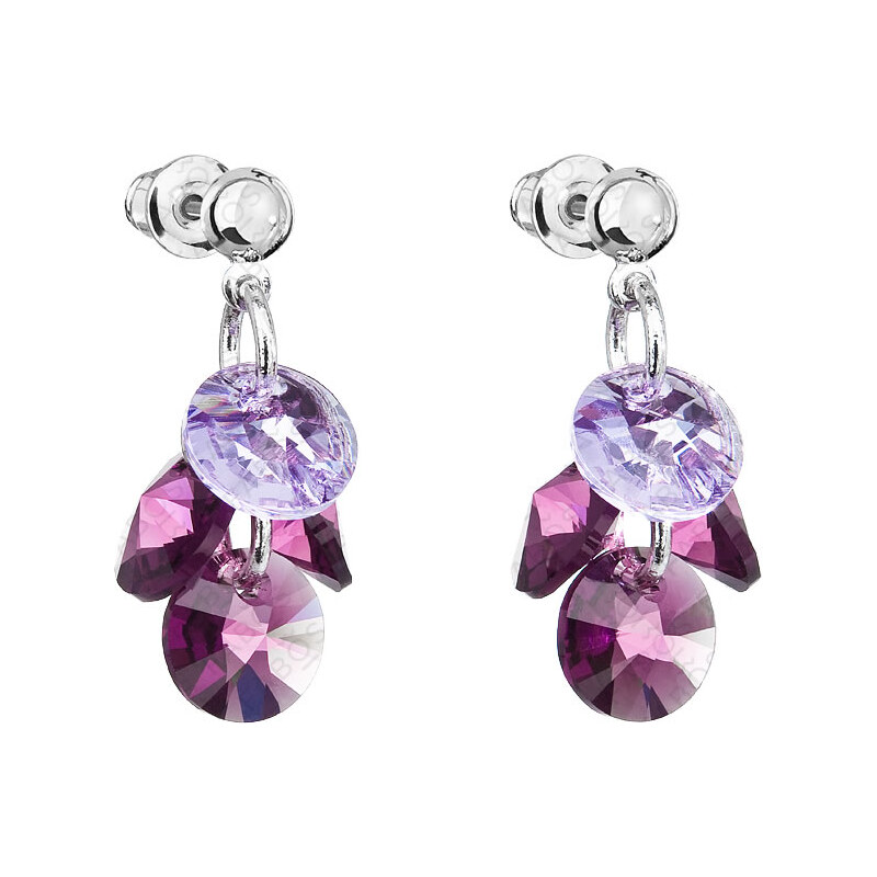 SkloBižuterie-F Náušnice malý hrozen Amethyst Violet Swarovski