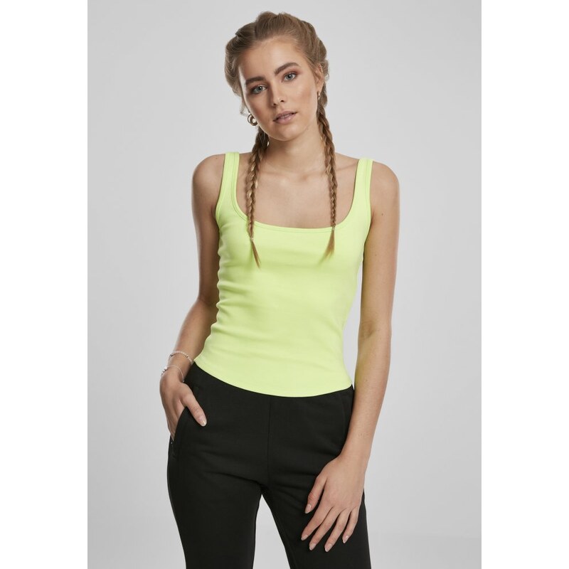 Urban Classics Ladies Wide Neck Top - electriclime
