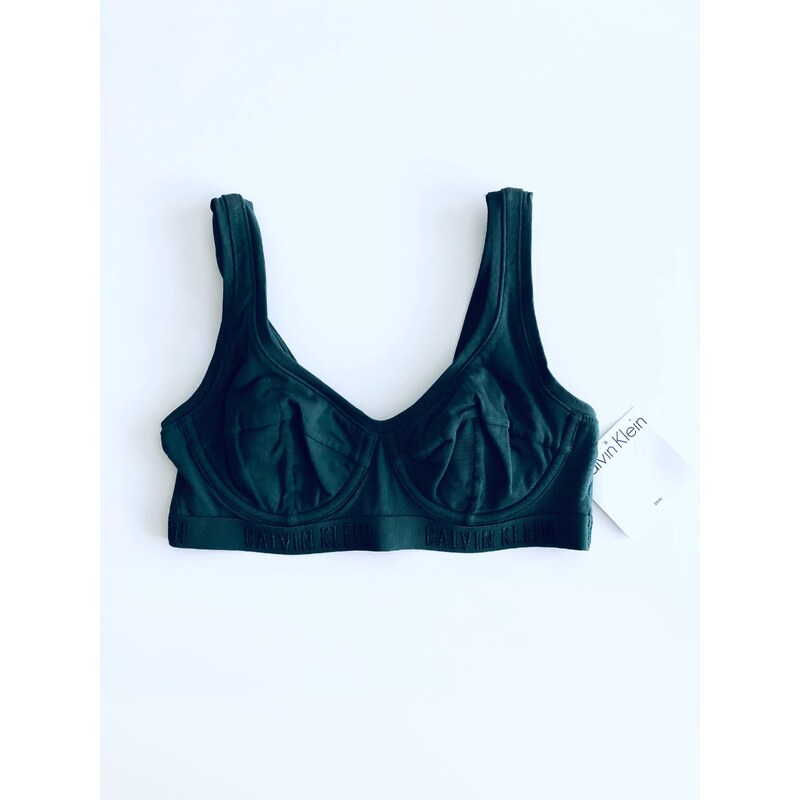 Calvin Klein Calvin Klein Crew Logo Dark Green stylová sportovní podprsenka Demi - 75B / Petrolejová / Calvin Klein