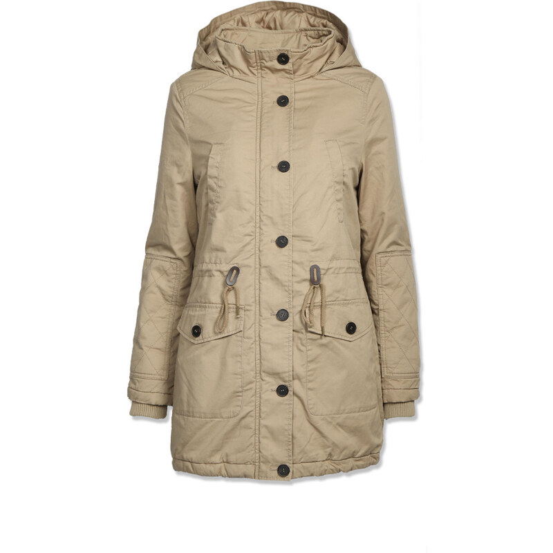 Tally Weijl Beige Coat with Faux Fur and Drawstring