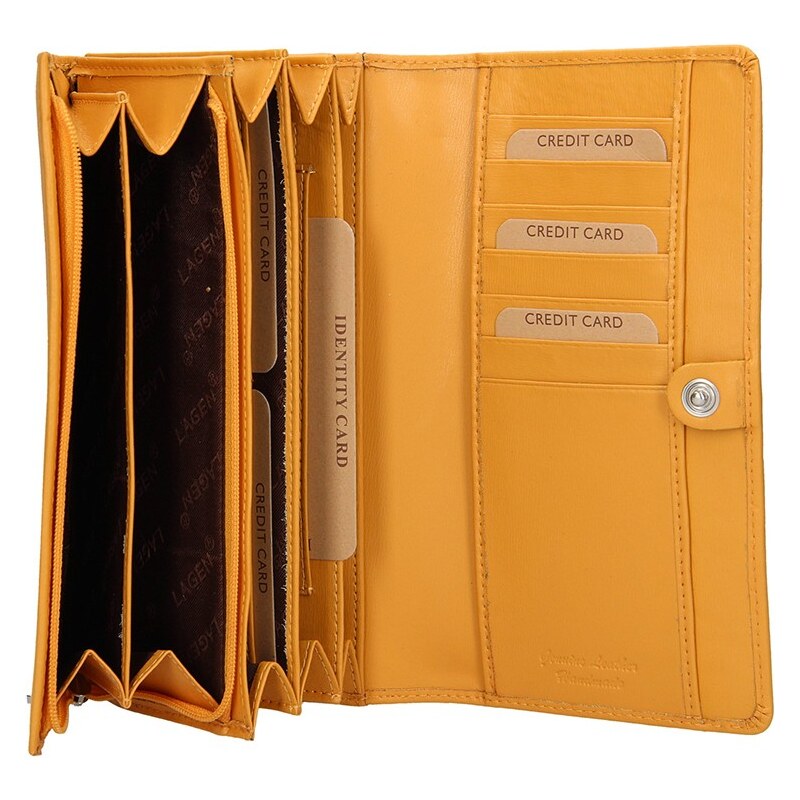 Dámská kožená peněženka Lagen Evelin - žlutá