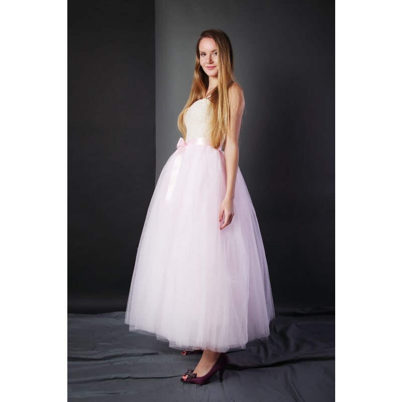 ADELO Tutu sukně tylová dámská maxi - světle růžová