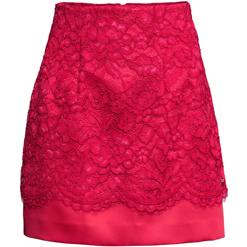 H&M Lace-covered satin skirt