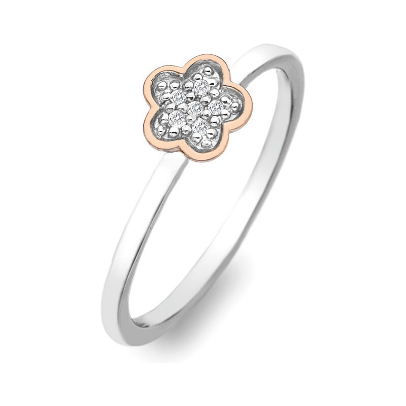 Hot Diamonds Stříbrný prsten Stargazer Flower Rose Gold DR136 51 mm