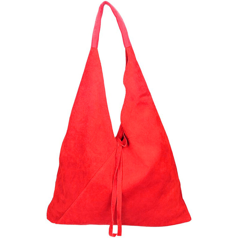 ELOAS Italská velká kabelka z broušené kůže červená
