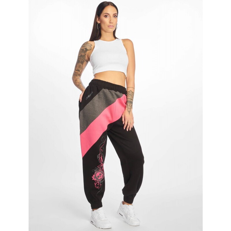 Dangerous DNGRS Skull Sweatpants Black/Pink tepláky dámské