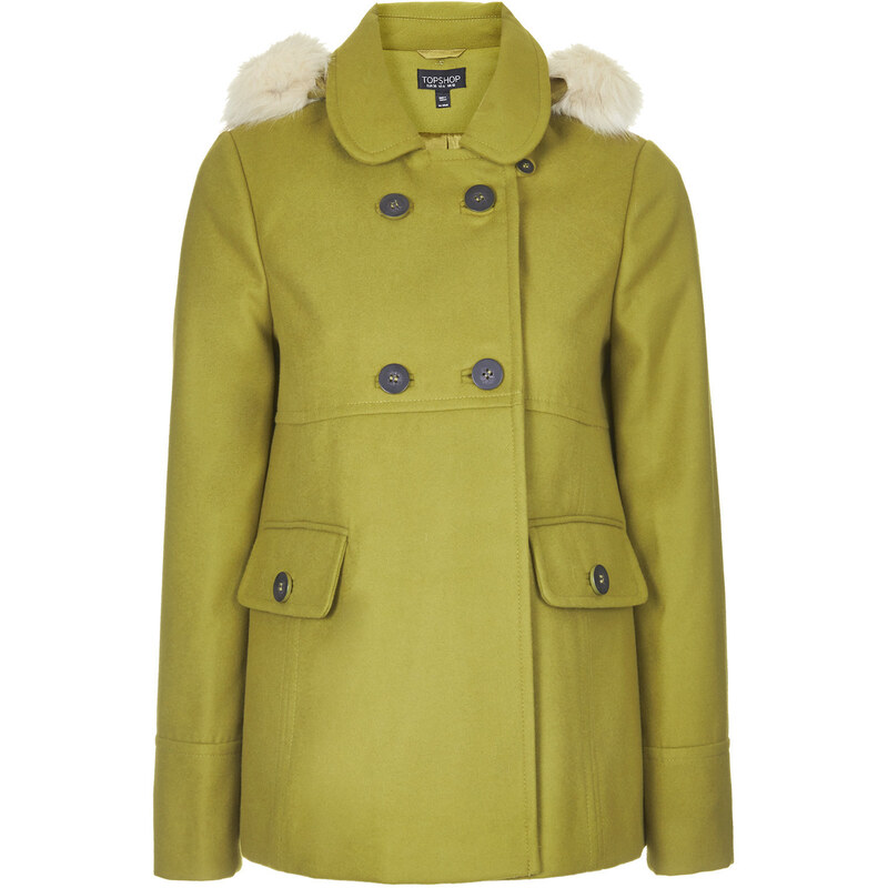 Topshop Faux Fur Hooded Swing Coat