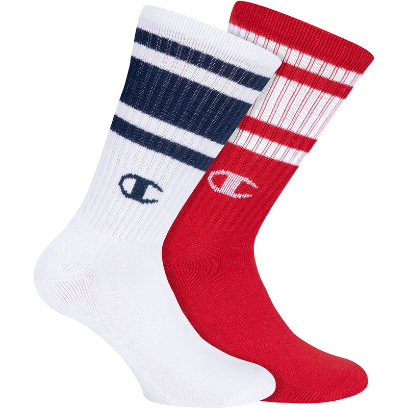 Ponožky CHAMPION CREW SOCKS LEGACY FASHION 2ks, bílá, červená