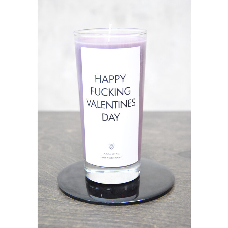 Things by E. - IRONIC CANDLES - svíčka - HAPPY FUCKING VALENTINES DAY - lotosový květ/levandule